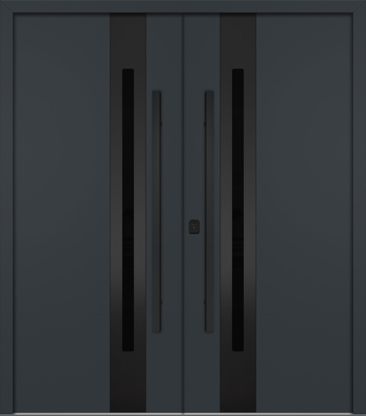 Nova Inox S2 Modern Exterior Double Door 72x80 - Unit 74x81 1/2 Black Stainless Steel - Gray - Doors and Beyond