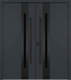 Nova Inox S2 Modern Exterior Double Door 72x80 - Unit 74x81 1/2 Black Stainless Steel - Gray - Doors and Beyond
