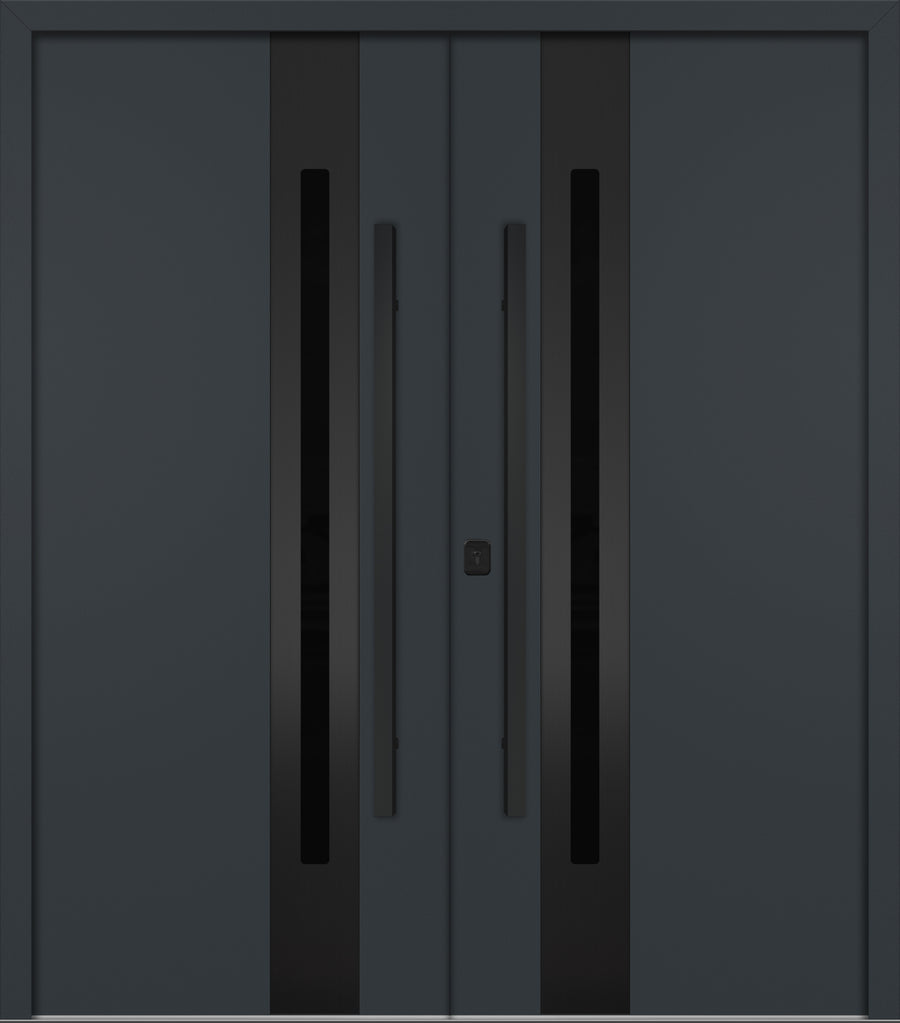 Nova Inox S2 Modern Exterior Double Door 72x80 - Unit 74x81 1/2 Black Stainless Steel - Gray - Doors and Beyond