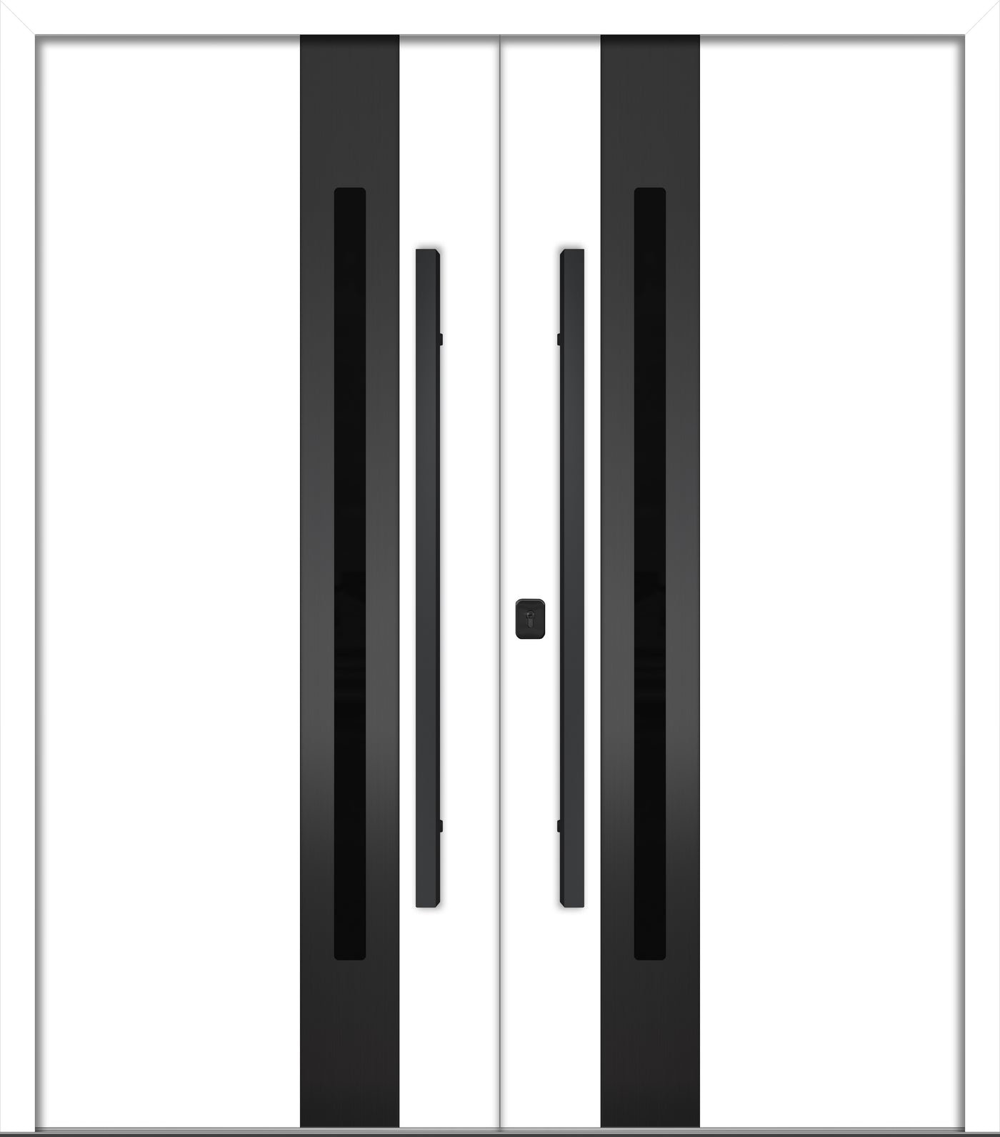Nova Inox S2 Modern Exterior Double Door 72x80 - Unit 74x81 1/2 Black Stainless Steel - White - Doors and Beyond