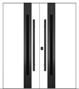 Nova Inox S2 Modern Exterior Double Door 72x80 - Unit 74x81 1/2 Black Stainless Steel - White - Doors and Beyond