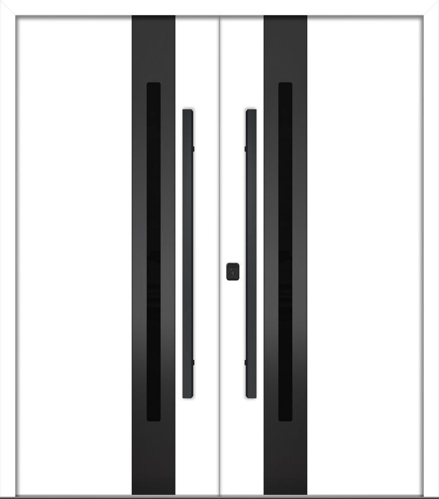 Nova Inox S2 Modern Exterior Double Door 72x80 - Unit 74x81 1/2 Black Stainless Steel - White - Doors and Beyond