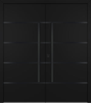 Nova Inox S3 Modern Exterior Double Door 72x80 - Unit 74x81 1/2 Black Stainless Steel - Black - Doors and Beyond