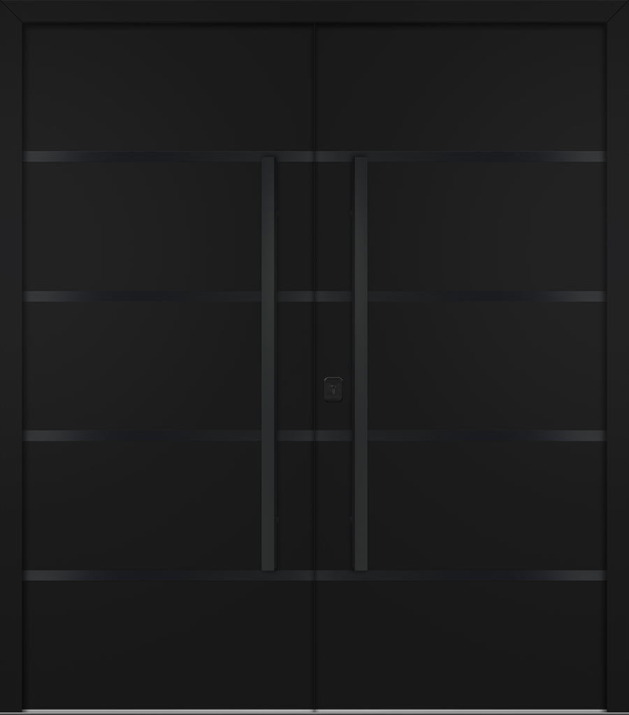 Nova Inox S3 Modern Exterior Double Door 72x80 - Unit 74x81 1/2 Black Stainless Steel - Black - Doors and Beyond