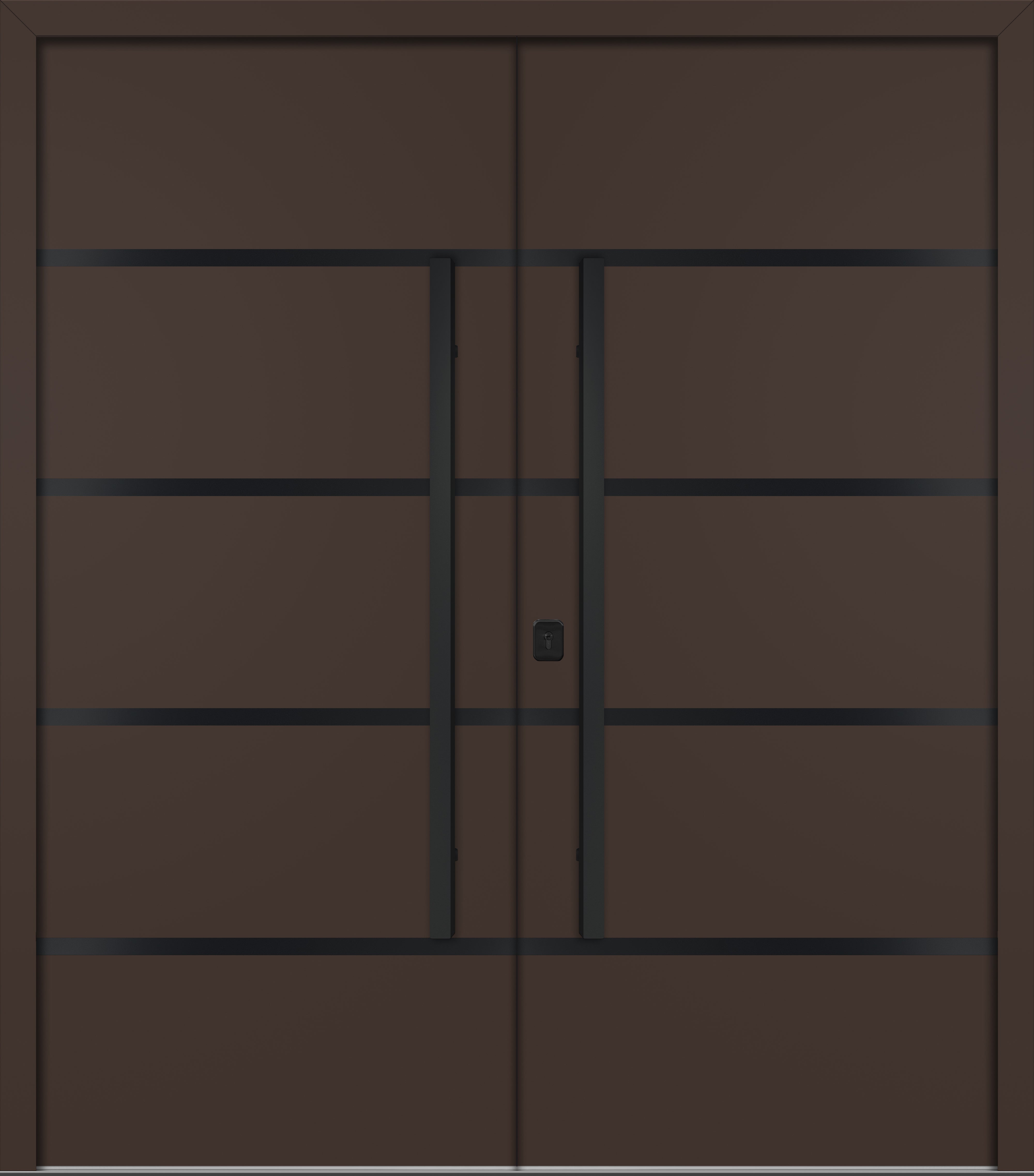 Nova Inox S3 Modern Exterior Double Door 72x80 - Unit 74x81 1/2 Black Stainless Steel - Brown