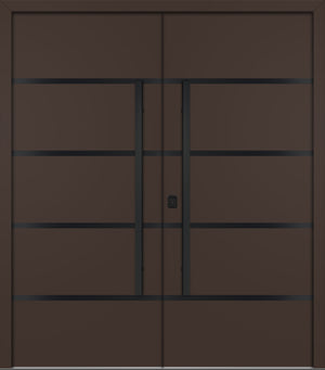 Nova Inox S3 Modern Exterior Double Door 72x80 - Unit 74x81 1/2 Black Stainless Steel - Brown - Doors and Beyond