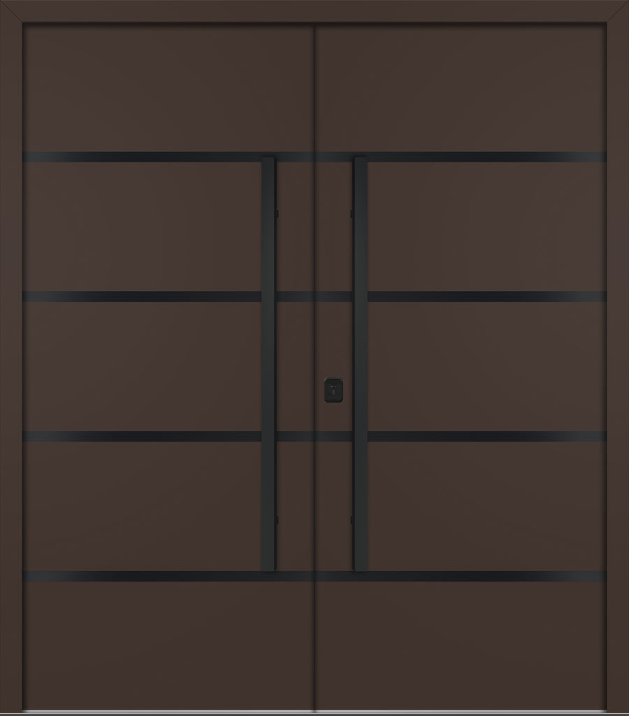 Nova Inox S3 Modern Exterior Double Door 72x80 - Unit 74x81 1/2 Black Stainless Steel - Brown - Doors and Beyond