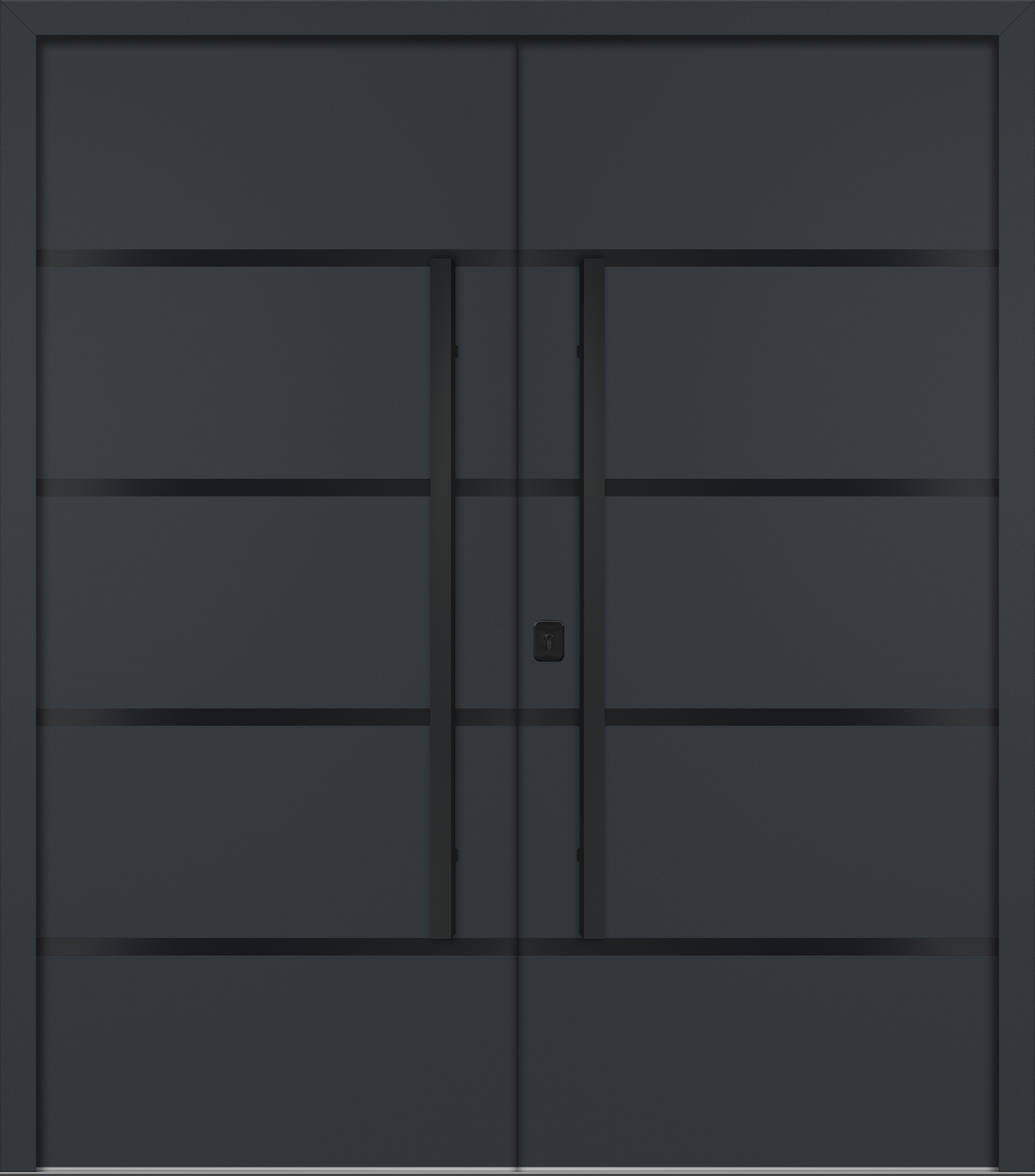Nova Inox S3 Modern Exterior Double Door 72x80 - Unit 74x81 1/2 Black Stainless Steel - Gray