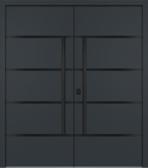 Nova Inox S3 Modern Exterior Double Door 72x80 - Unit 74x81 1/2 Black Stainless Steel - Gray - Doors and Beyond