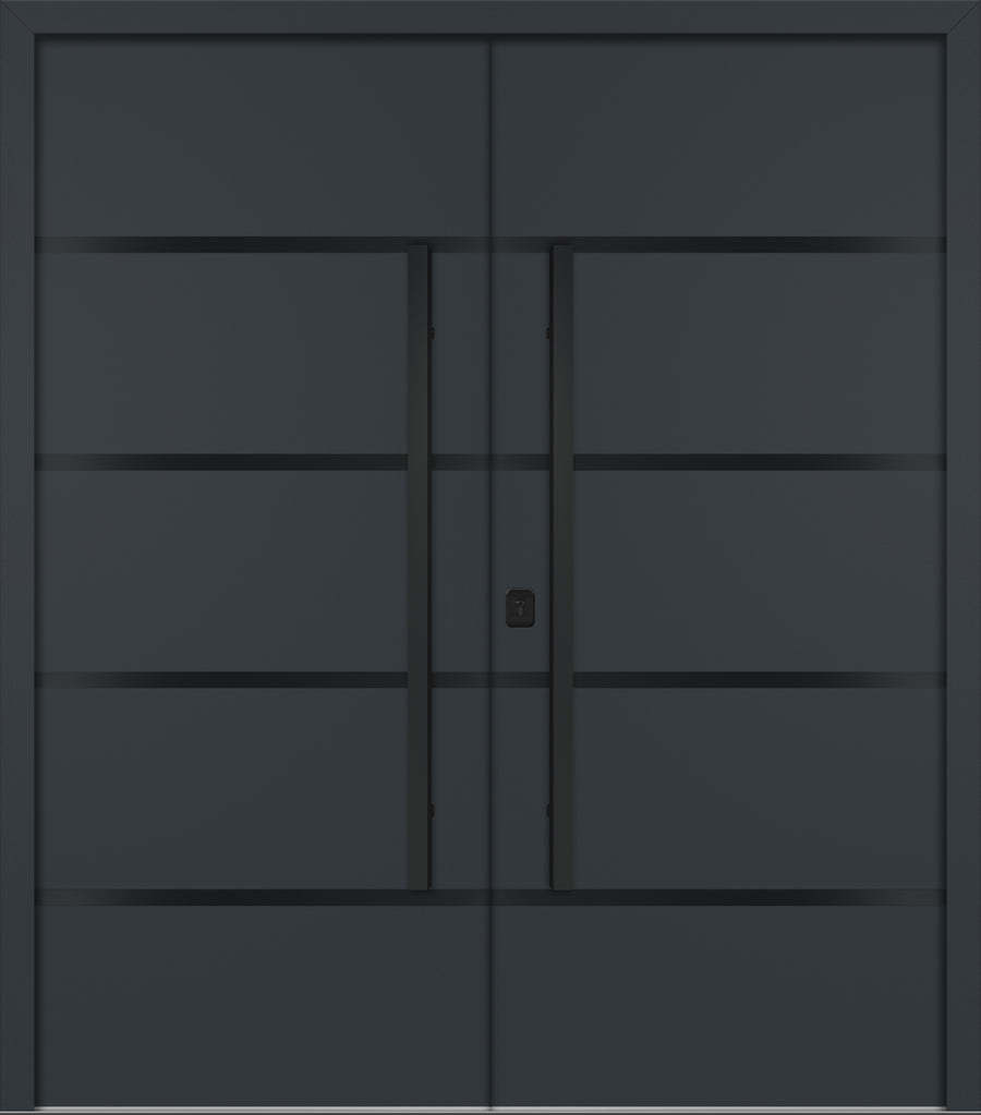 Nova Inox S3 Modern Exterior Double Door 72x80 - Unit 74x81 1/2 Black Stainless Steel - Gray - Doors and Beyond