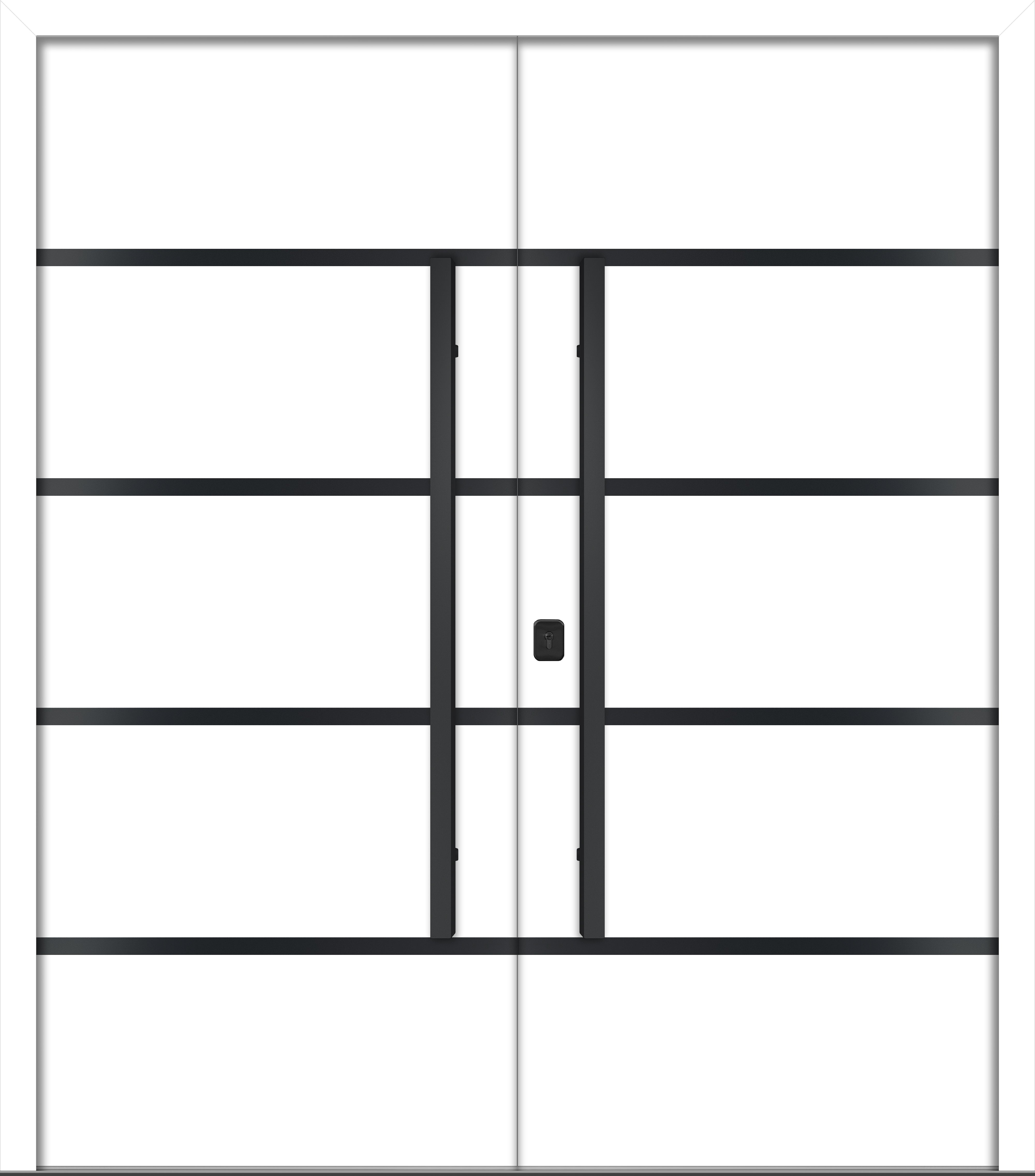 Nova Inox S3 Modern Exterior Double Door 72x80 - Unit 74x81 1/2 Black Stainless Steel - White