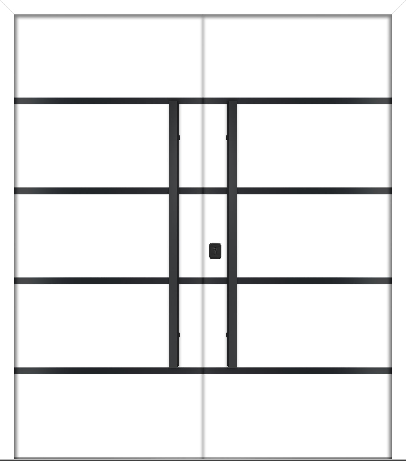 Nova Inox S3 Modern Exterior Double Door 72x80 - Unit 74x81 1/2 Black Stainless Steel - White - Doors and Beyond