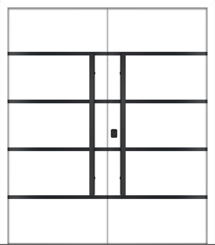 Nova Inox S3 Modern Exterior Double Door 72x80 - Unit 74x81 1/2 Black Stainless Steel - White - Doors and Beyond