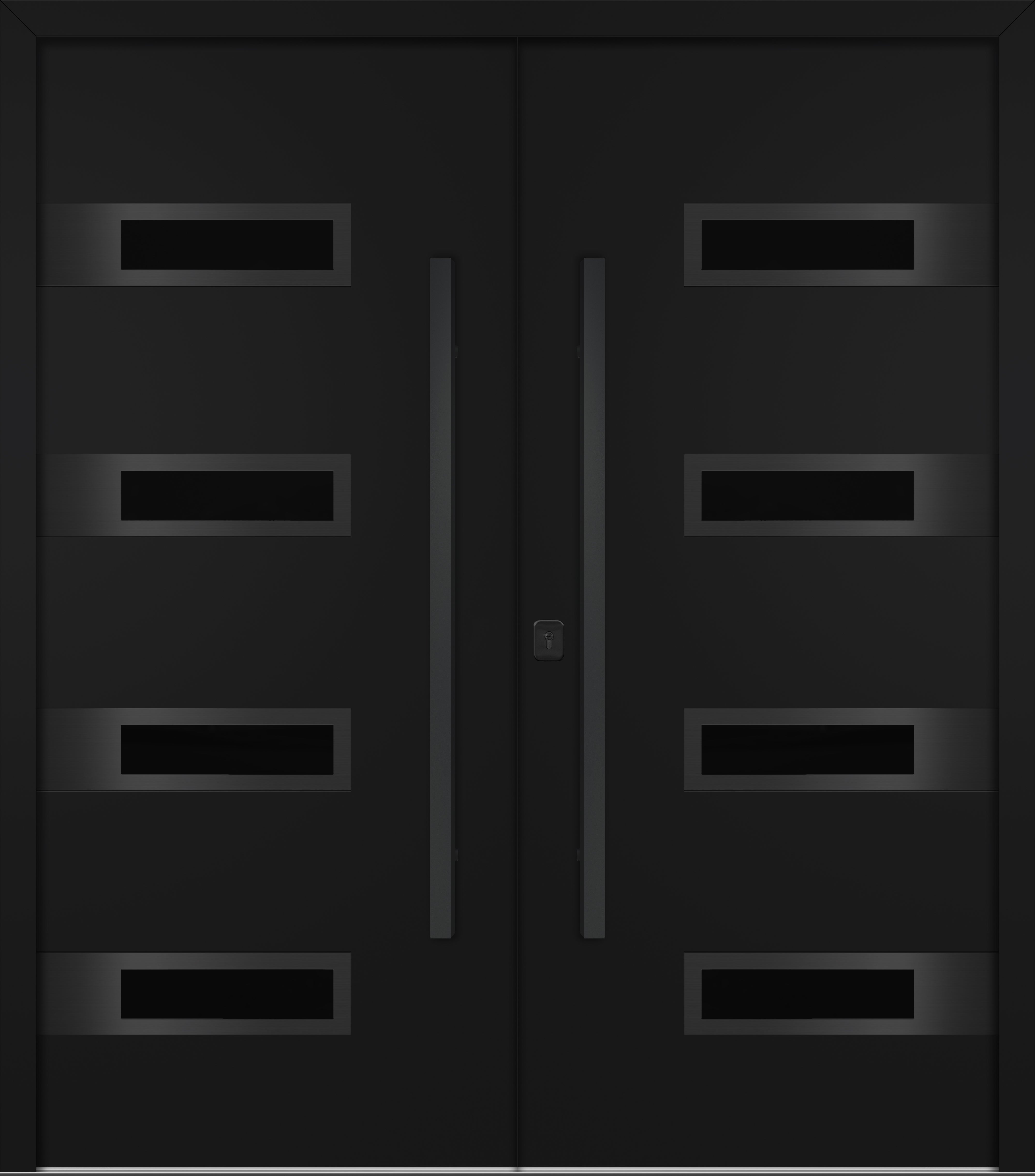 Nova Inox S4 Modern Exterior Double Door 72x80 - Unit 74x81 1/2 Black Stainless Steel - Black