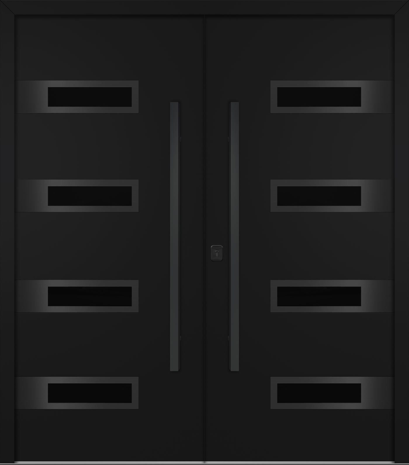 Nova Inox S4 Modern Exterior Double Door 72x80 - Unit 74x81 1/2 Black Stainless Steel - Black - Doors and Beyond