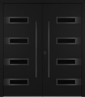 Nova Inox S4 Modern Exterior Double Door 72x80 - Unit 74x81 1/2 Black Stainless Steel - Black - Doors and Beyond