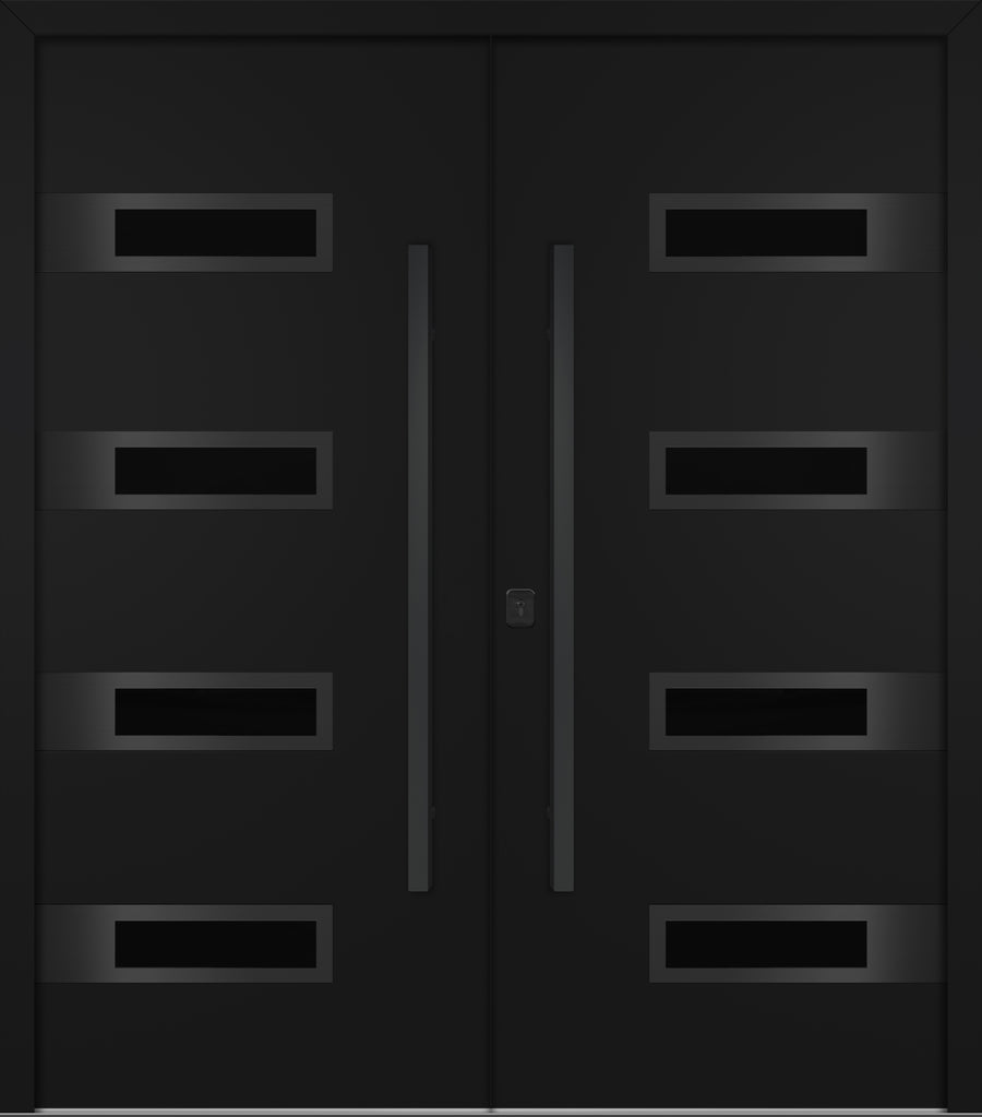 Nova Inox S4 Modern Exterior Double Door 72x80 - Unit 74x81 1/2 Black Stainless Steel - Black - Doors and Beyond
