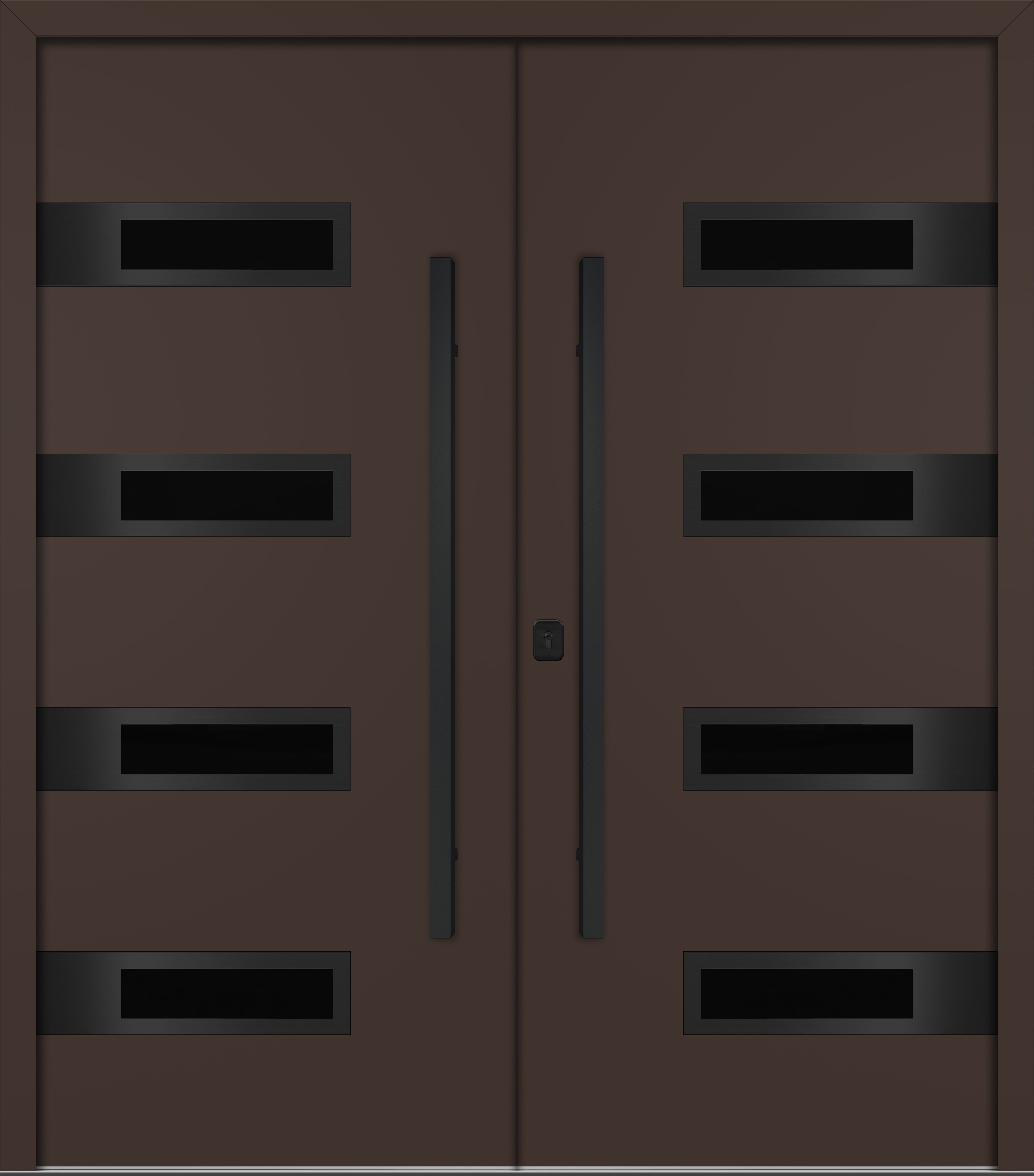 Nova Inox S4 Modern Exterior Double Door 72x80 - Unit 74x81 1/2 Black Stainless Steel - Brown
