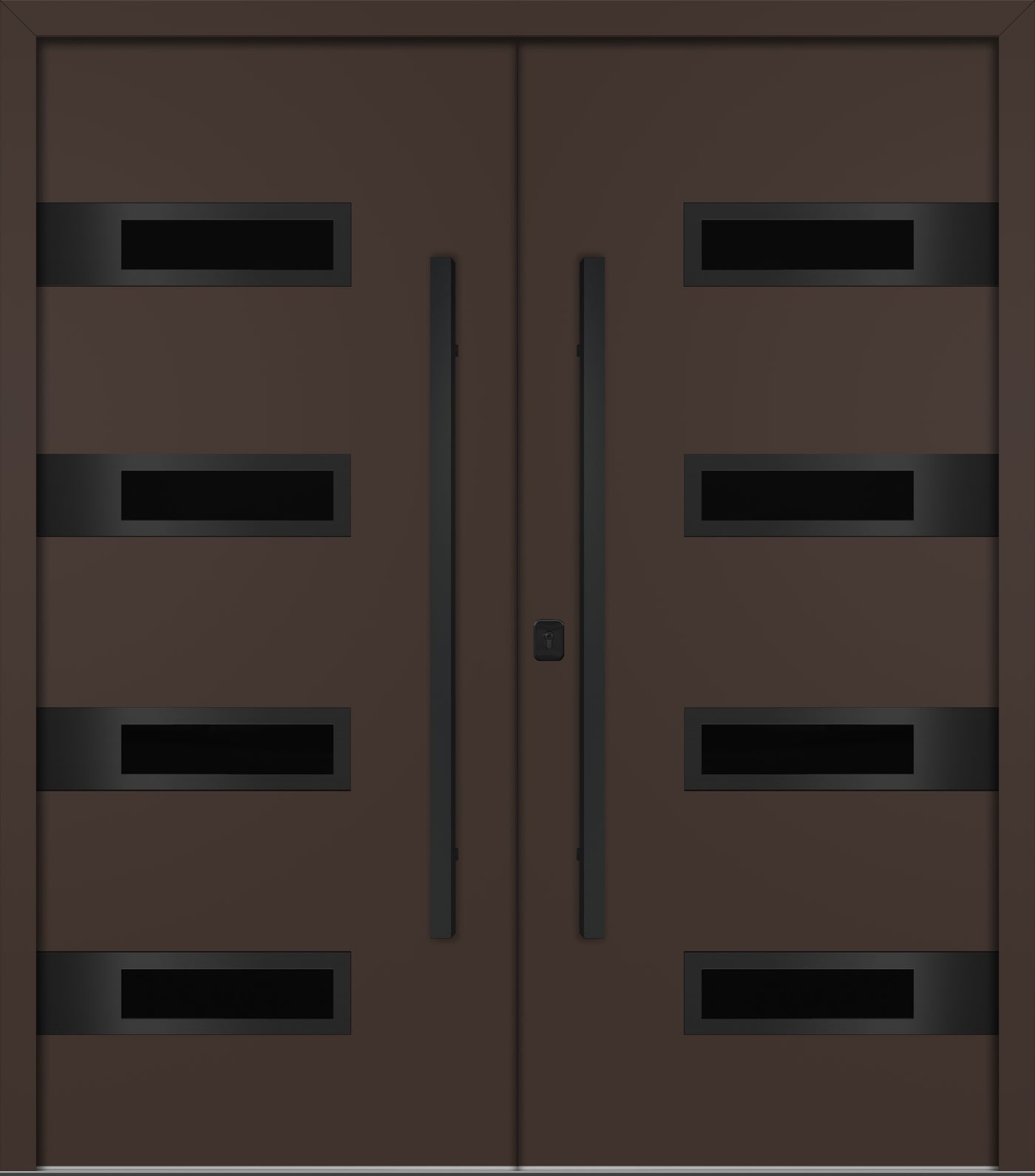 Nova Inox S4 Modern Exterior Double Door 72x80 - Unit 74x81 1/2 Black Stainless Steel - Brown - Doors and Beyond