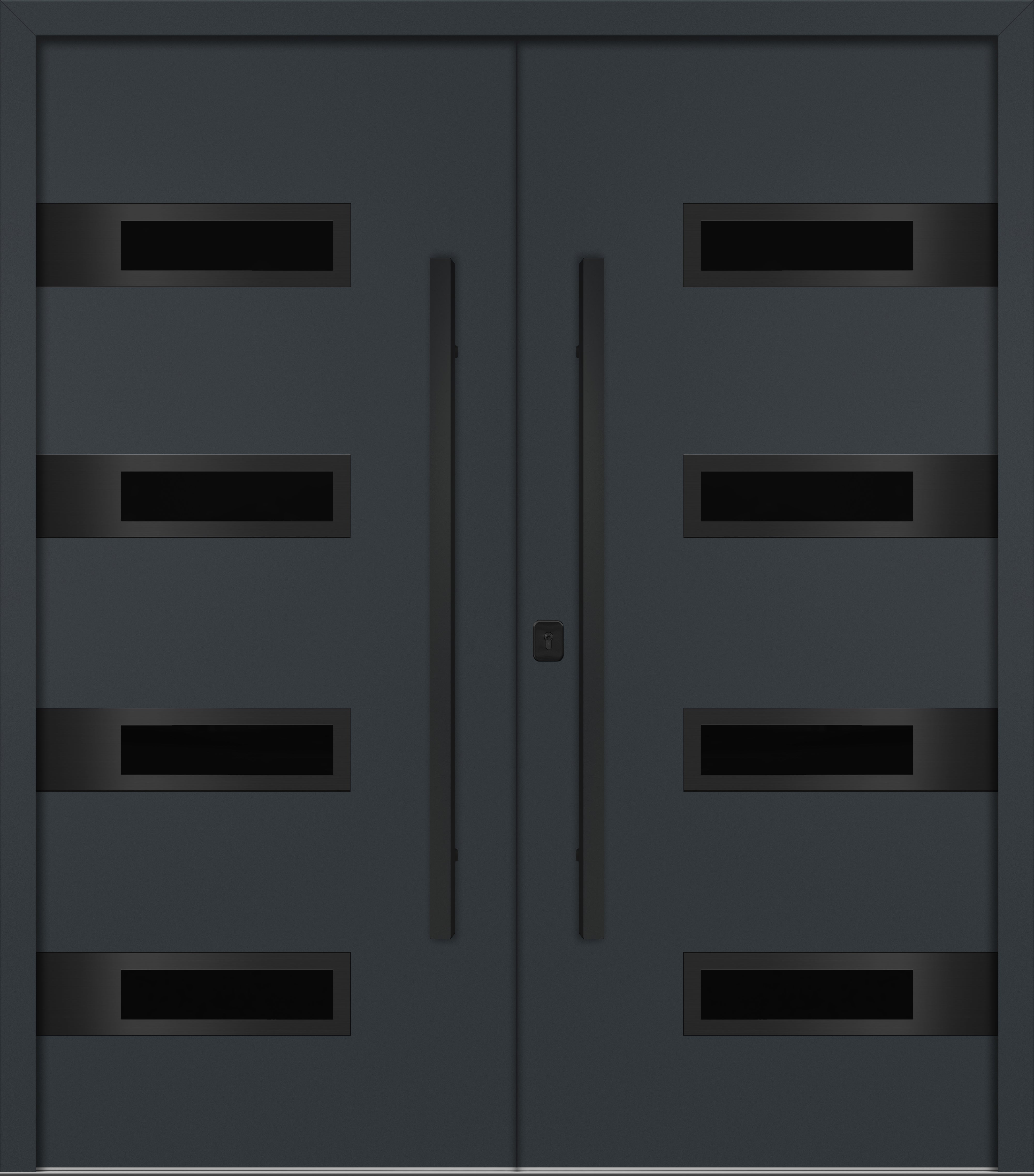 Nova Inox S4 Modern Exterior Double Door 72x80 - Unit 74x81 1/2 Black Stainless Steel - Gray
