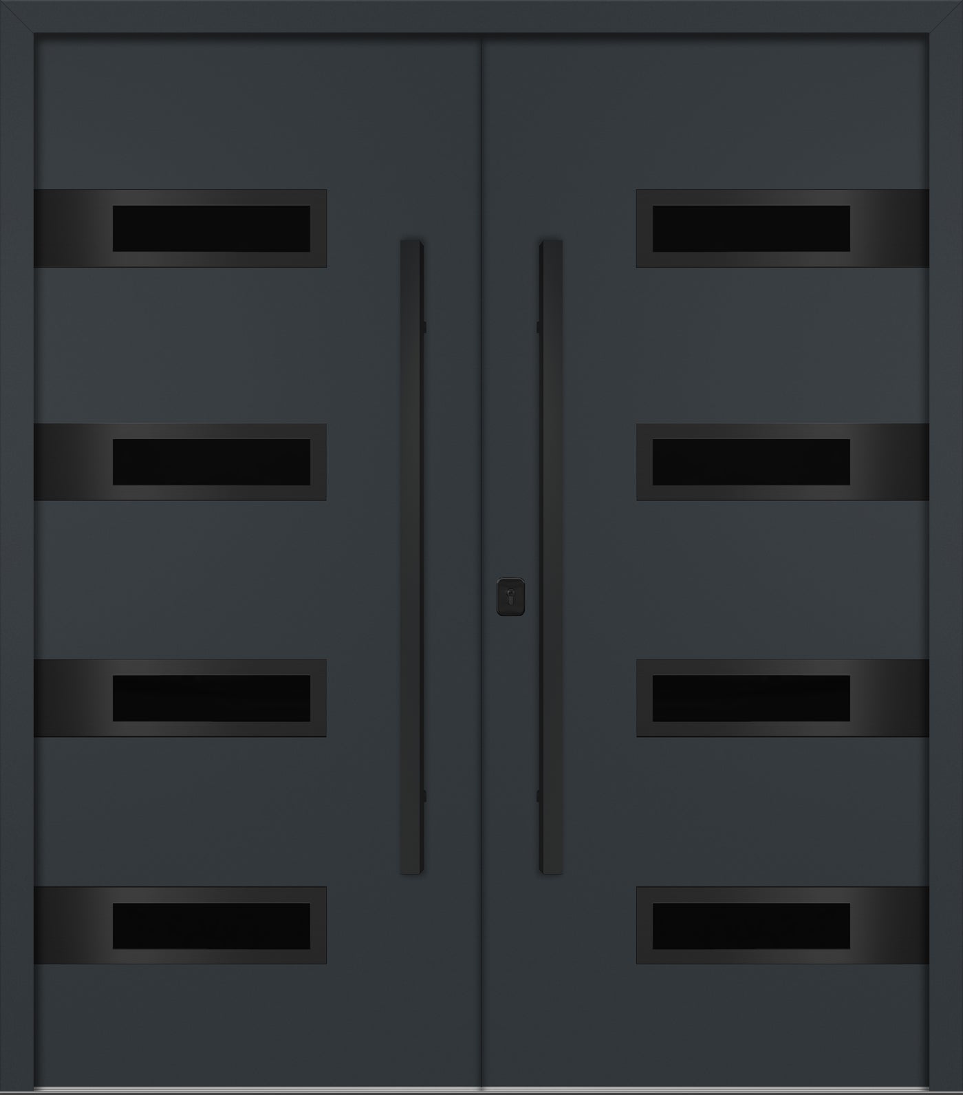 Nova Inox S4 Modern Exterior Double Door 72x80 - Unit 74x81 1/2 Black Stainless Steel - Gray - Doors and Beyond