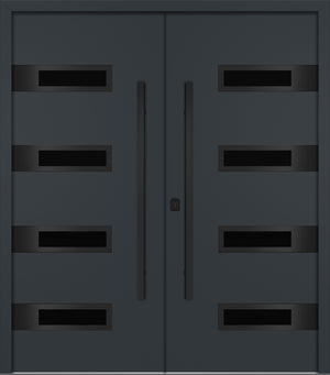Nova Inox S4 Modern Exterior Double Door 72x80 - Unit 74x81 1/2 Black Stainless Steel - Gray - Doors and Beyond