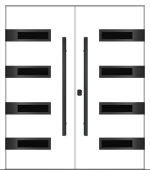 Nova Inox S4 Modern Exterior Double Door 72x80 - Unit 74x81 1/2 Black Stainless Steel - White - Doors and Beyond