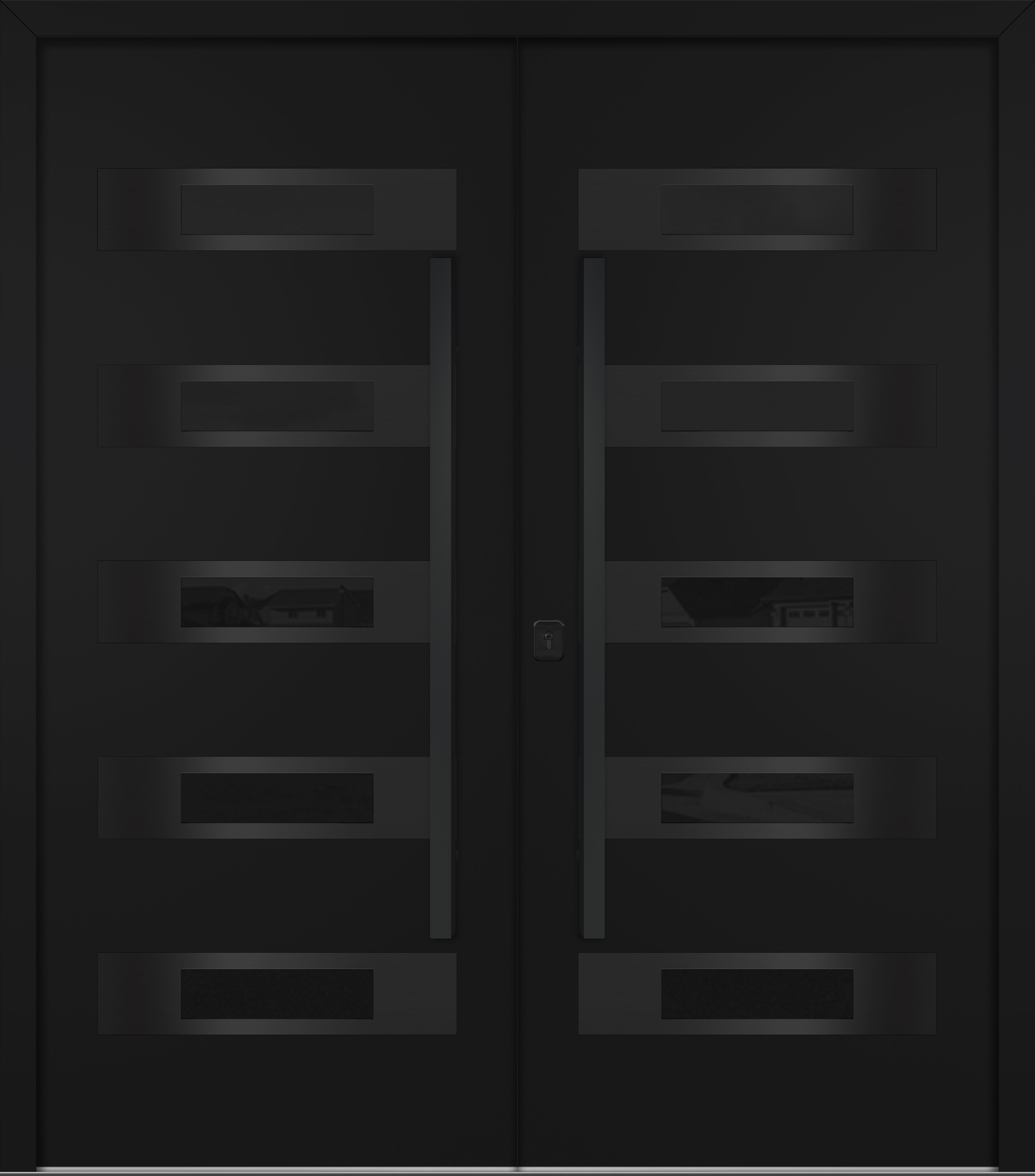 Nova Inox S5 Modern Exterior Double Door 72x80 - Unit 74x81 1/2 Black Stainless Steel - Black