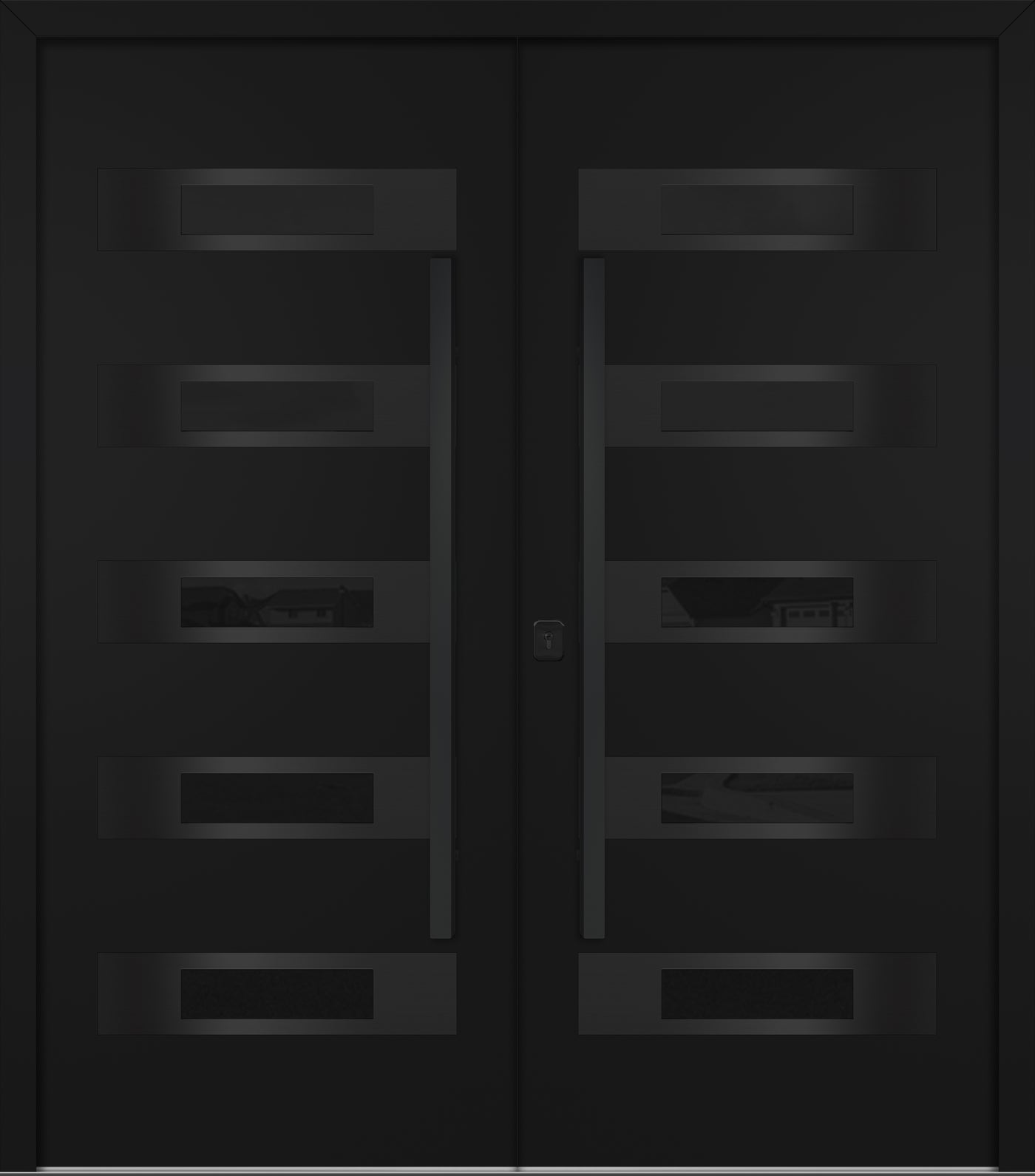 Nova Inox S5 Modern Exterior Double Door 72x80 - Unit 74x81 1/2 Black Stainless Steel - Black - Doors and Beyond