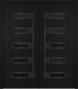 Nova Inox S5 Modern Exterior Double Door 72x80 - Unit 74x81 1/2 Black Stainless Steel - Black - Doors and Beyond