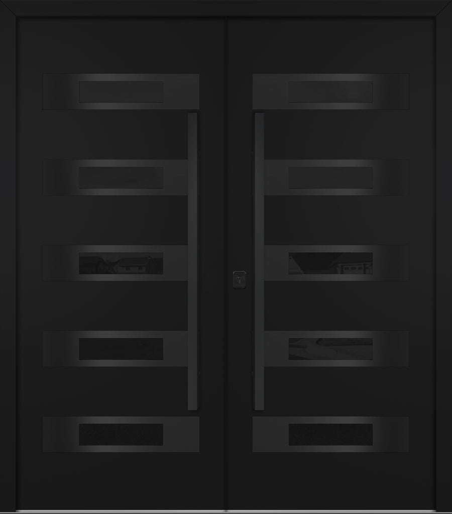 Nova Inox S5 Modern Exterior Double Door 72x80 - Unit 74x81 1/2 Black Stainless Steel - Black - Doors and Beyond