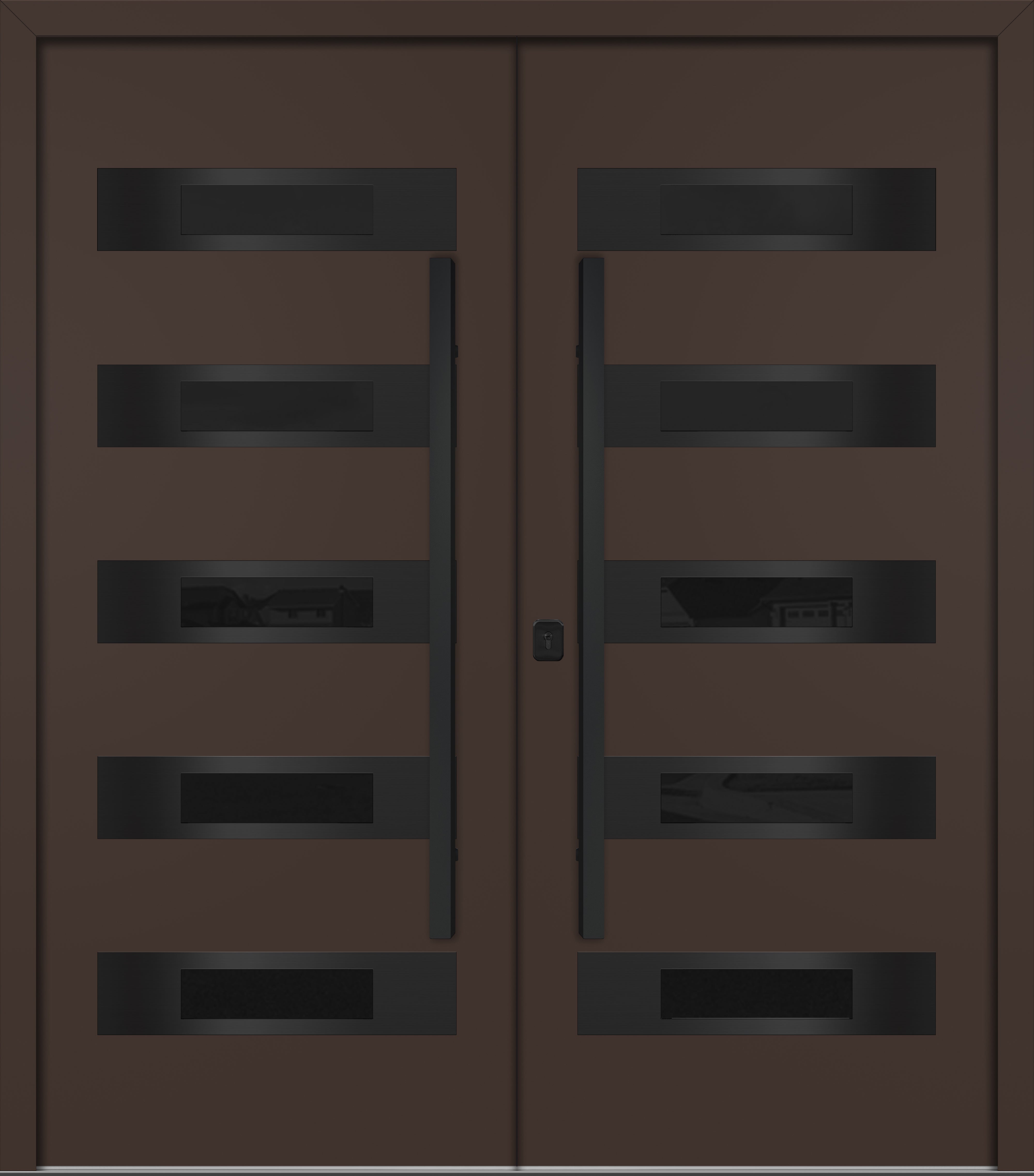 Nova Inox S5 Modern Exterior Double Door 72x80 - Unit 74x81 1/2 Black Stainless Steel - Brown