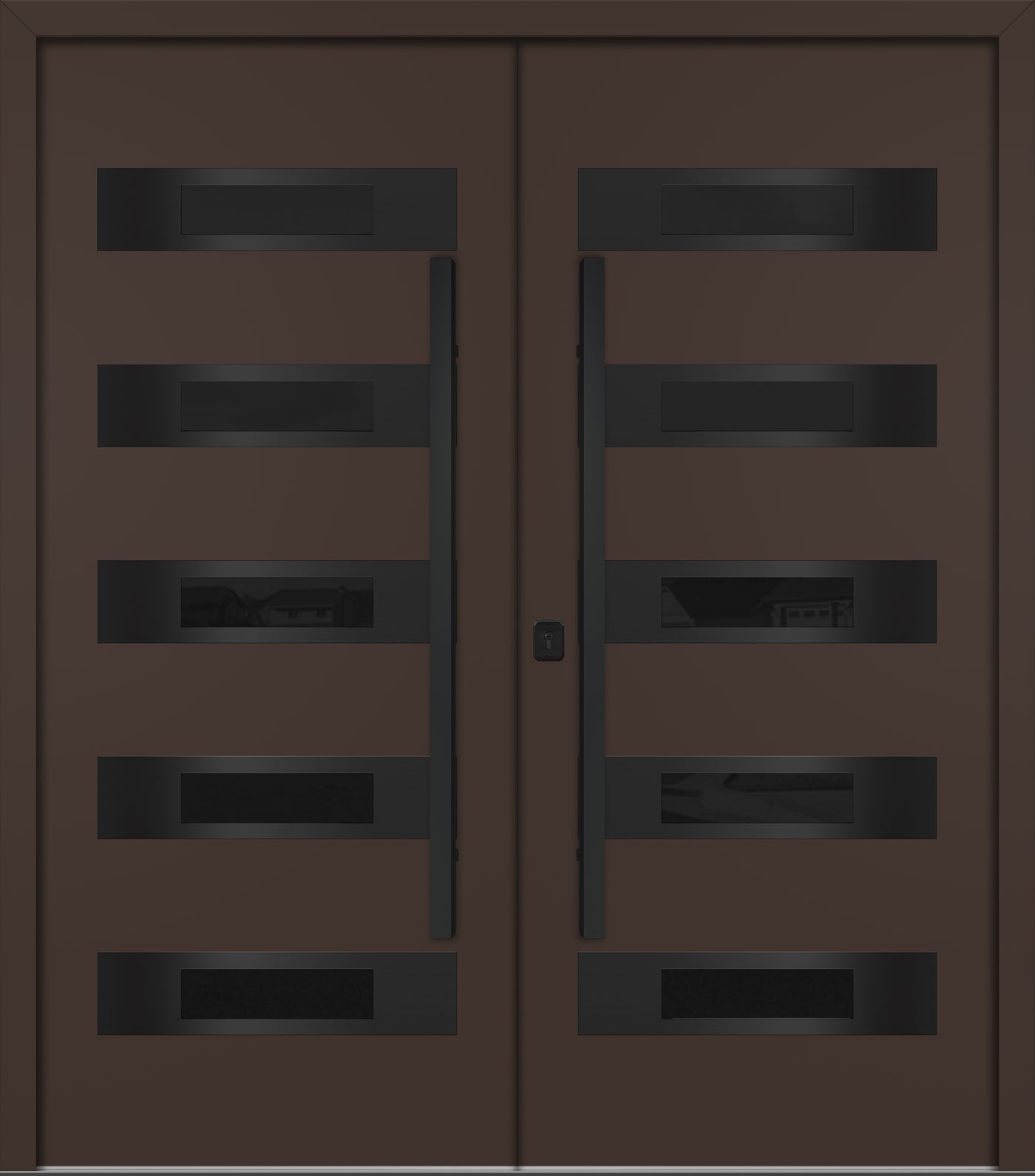 Nova Inox S5 Modern Exterior Double Door 72x80 - Unit 74x81 1/2 Black Stainless Steel - Brown - Doors and Beyond