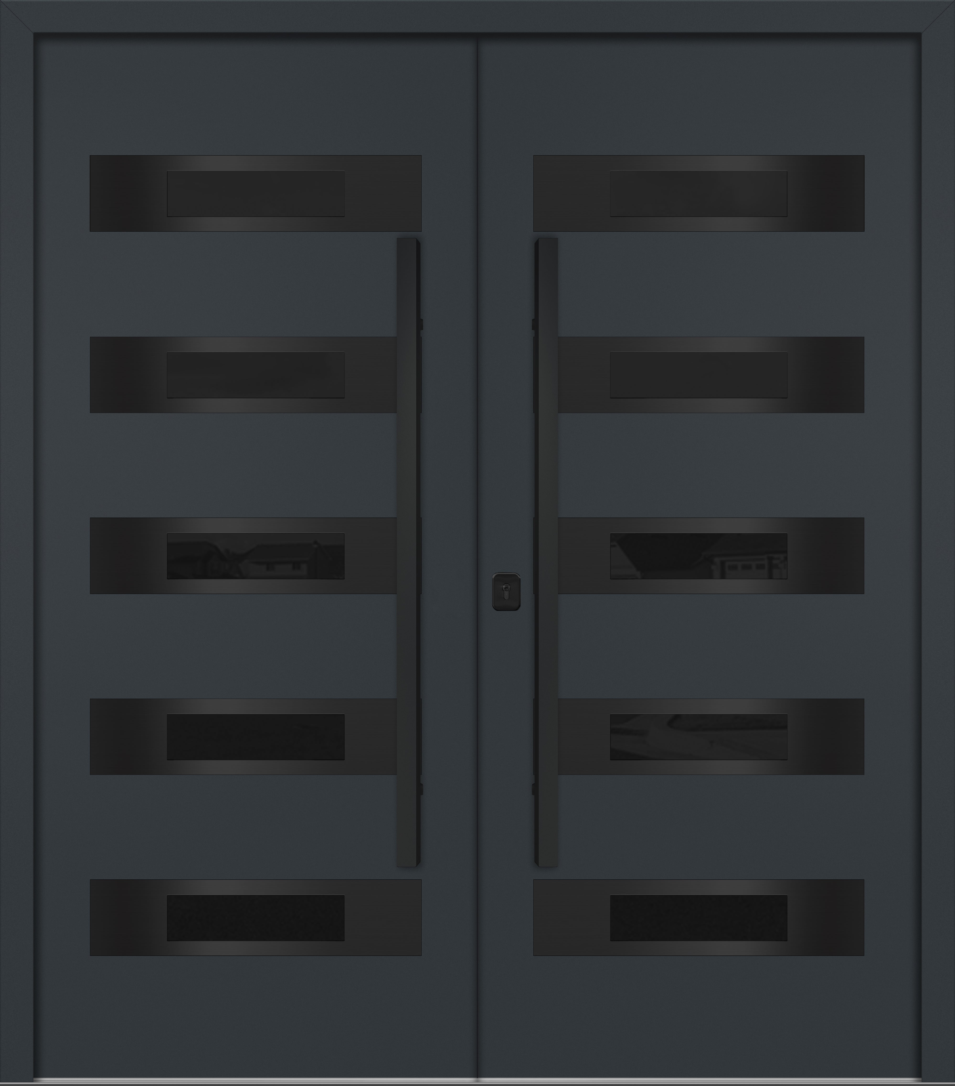 Nova Inox S5 Modern Exterior Double Door 72x80 - Unit 74x81 1/2 Black Stainless Steel - Gray