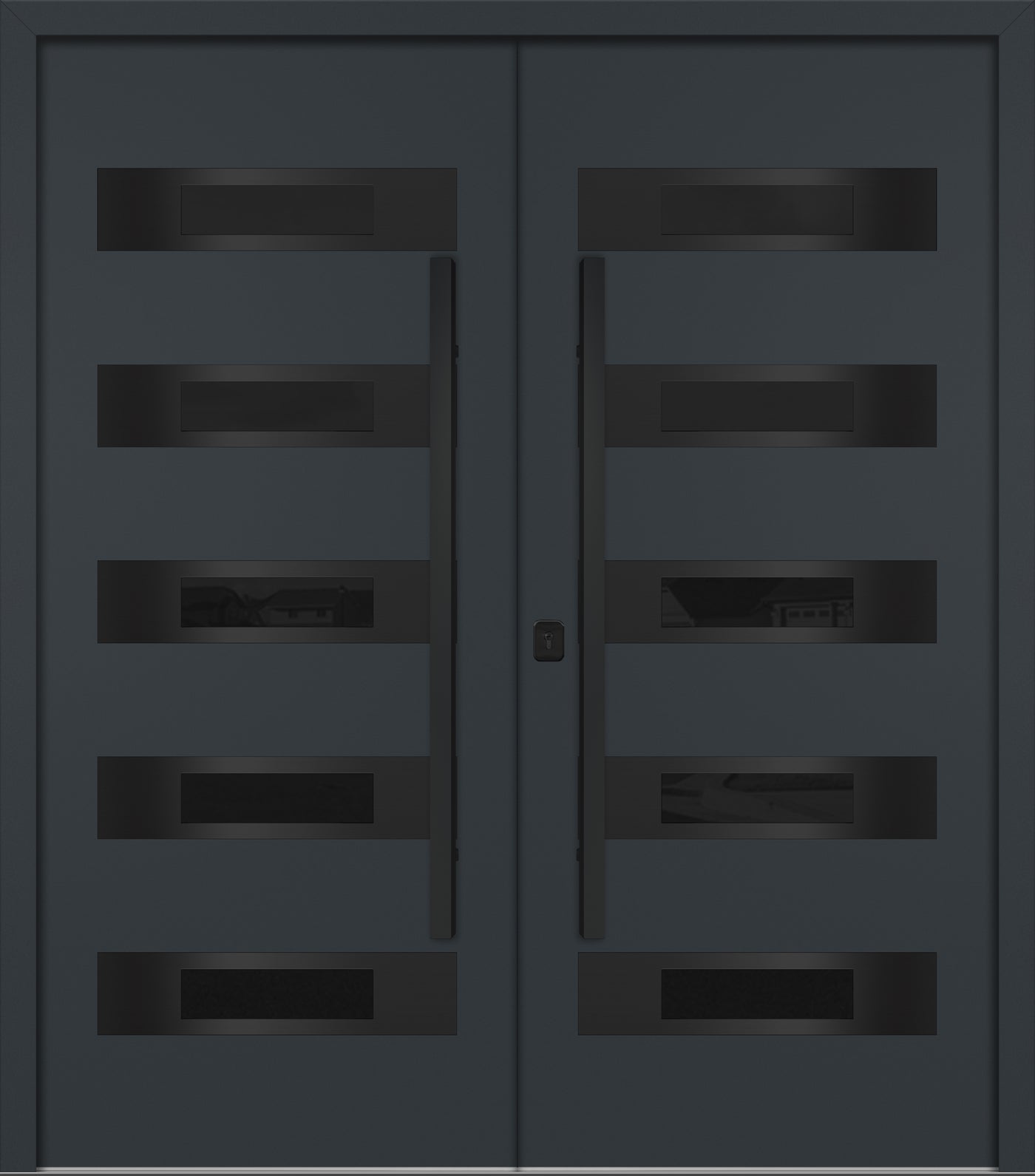 Nova Inox S5 Modern Exterior Double Door 72x80 - Unit 74x81 1/2 Black Stainless Steel - Gray - Doors and Beyond