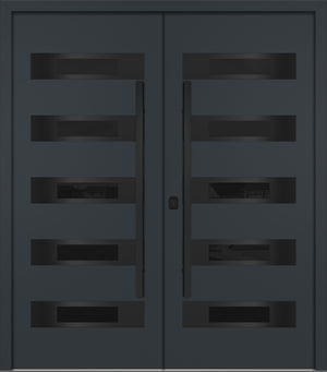 Nova Inox S5 Modern Exterior Double Door 72x80 - Unit 74x81 1/2 Black Stainless Steel - Gray - Doors and Beyond