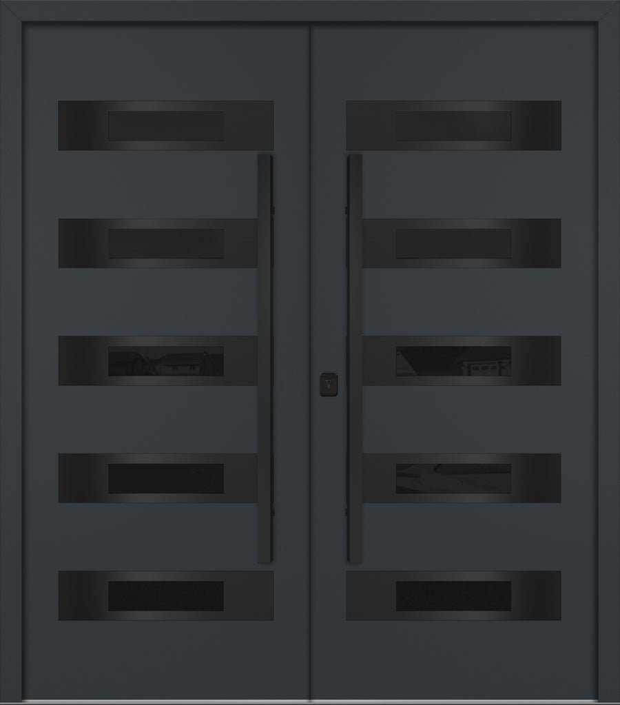 Nova Inox S5 Modern Exterior Double Door 72x80 - Unit 74x81 1/2 Black Stainless Steel - Gray - Doors and Beyond