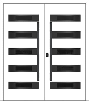 Nova Inox S5 Modern Exterior Double Door 72x80 - Unit 74x81 1/2 Black Stainless Steel - White - Doors and Beyond