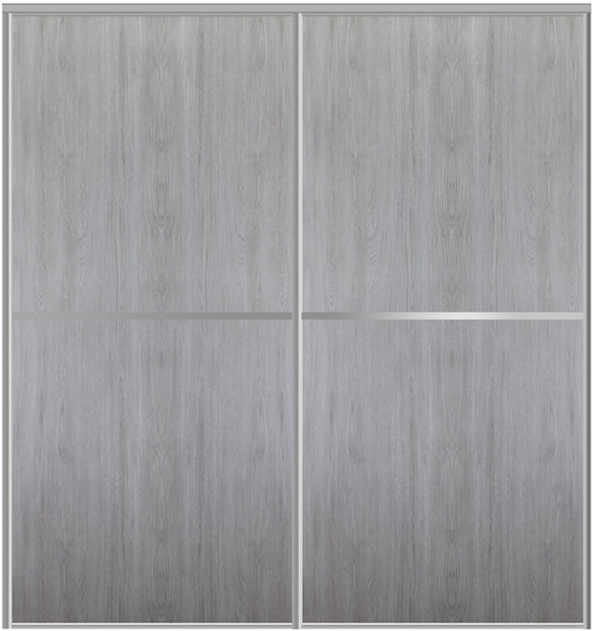 Custom Sliding Aluminum Doors - Style 02 - 2 doors  - Light Gray - Doors and Beyond