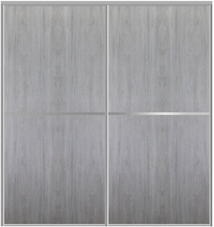 Custom Sliding Aluminum Doors - Style 02 - 2 doors  - Light Gray - Doors and Beyond
