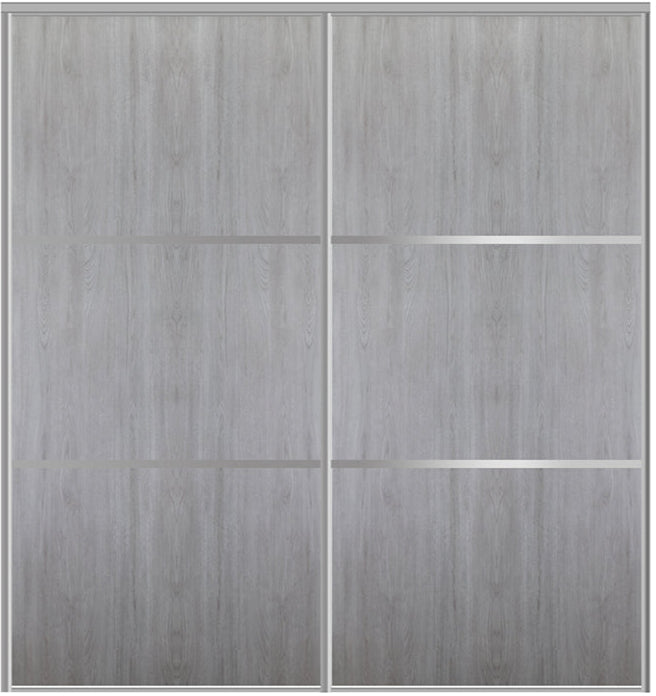 Custom Sliding Aluminum Doors - Style 03 - 2 doors  - Light Gray