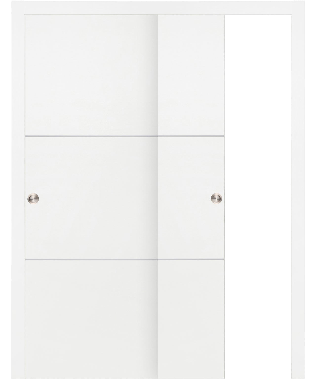 Nova Graffiti Soft White Laminated Modern Bypass Door - Doors and Beyond