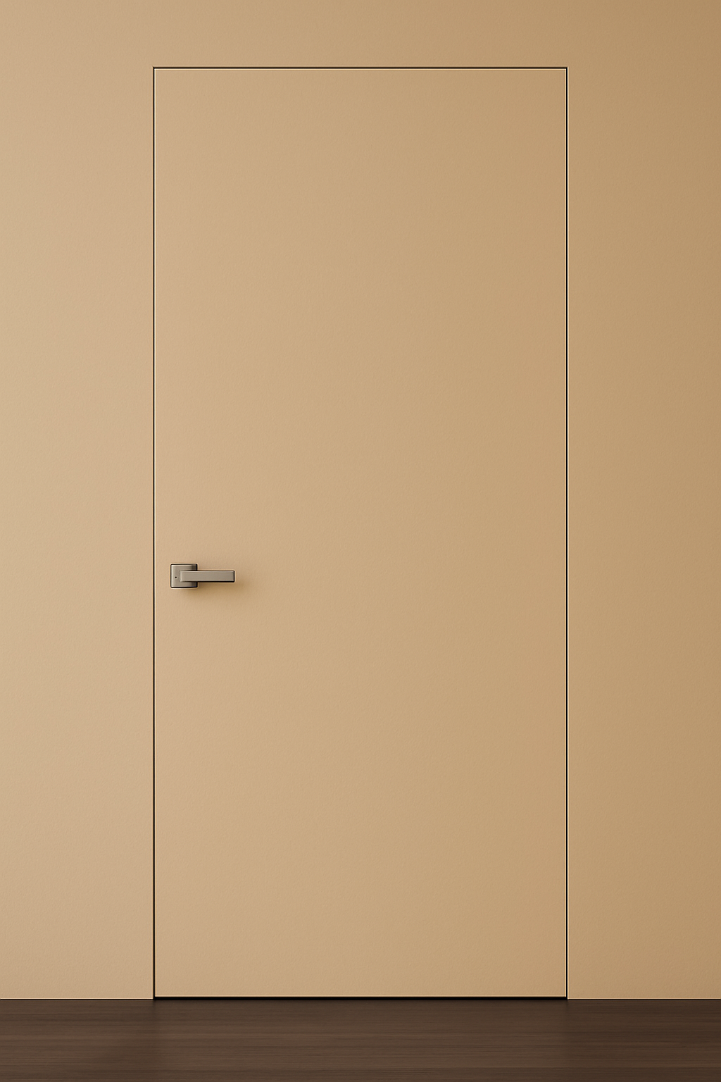 Primed Solid Frameless Door Example For Painting Soft Caramel Beige - Doors and Beyond