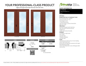 ProVia Legacy Steel 20GA Heavy Duty Patio Double Door Fullsized 68x80 Autumn Red/Autumn Red Double Pane Low-E W Argon Gas - Doors and Beyond