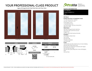 ProVia Legacy Steel 20GA Heavy Duty Patio Double Door Fullsized 72x80 Mountain Berry Red/Mountain Berry Red Double Pane Low-E W Argon Gas - Doors and Beyond