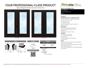 ProVia Legacy Steel 20GA Heavy Duty Patio Double Door Downsized 64x80 Rustic Bronze/Rustic Bronze Double Pane Low-E W Argon Gas - Doors and Beyond
