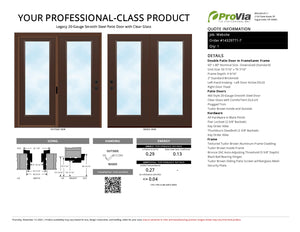 ProVia Legacy Steel 20GA Heavy Duty Patio Double Door Downsized 60x80 Tudor Brown/Tudor Brown Double Pane Low-E W Argon Gas - Doors and Beyond