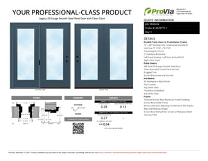 ProVia Legacy Steel 20GA Heavy Duty Patio Double Door Downsized 72x80 Enzian Blue/Enzian Blue Double Pane Low-E W Argon Gas - Doors and Beyond