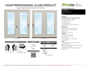 ProVia Legacy Steel 20GA Heavy Duty Patio Double Door Fullsized 64x80 Eggshell/Eggshell Double Pane Low-E W Argon Gas - Doors and Beyond