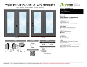 ProVia Legacy Steel 20GA Heavy Duty Patio Double Door Fullsized 72x80 Nightfall/Nightfall Double Pane Low-E W Argon Gas - Doors and Beyond
